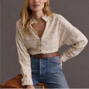 Anthropologie Pilcro The Tavi Button-down Embroidered Daisy Blouse